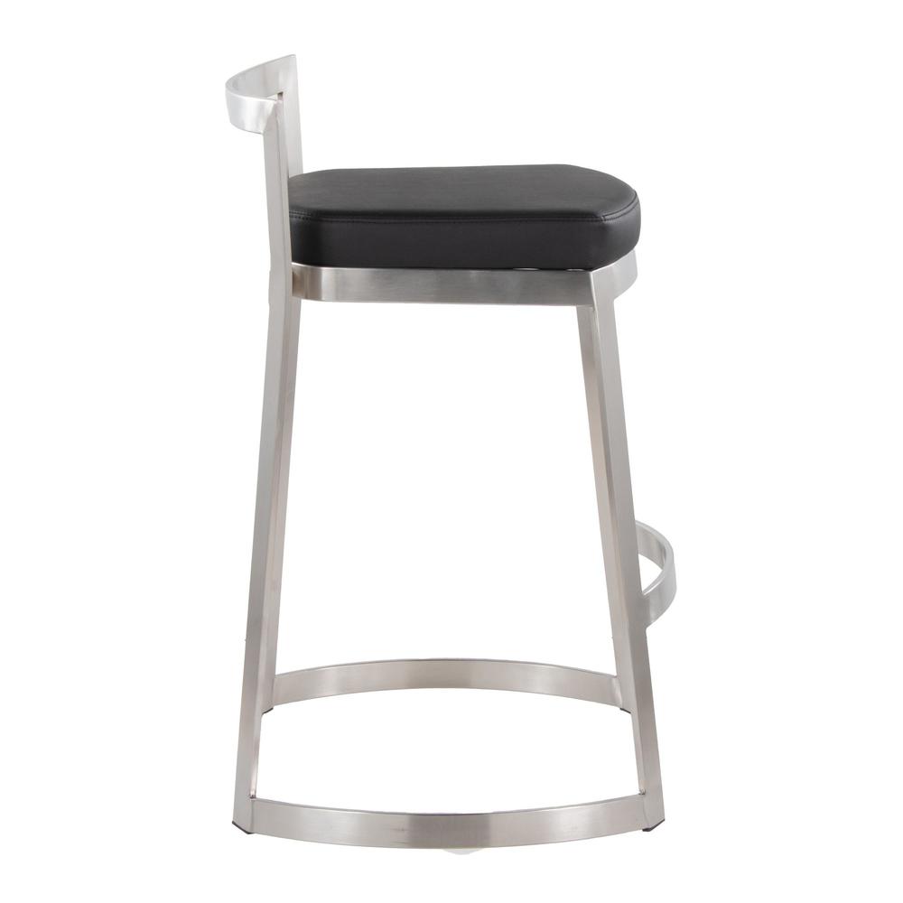 Stainless Steel, Black PU Fuji DLX Counter Stool - Set of 2. Picture 3