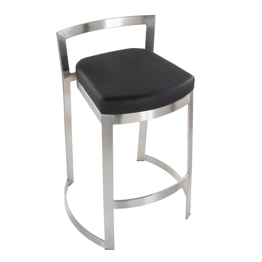 Stainless Steel, Black PU Fuji DLX Counter Stool - Set of 2. Picture 7