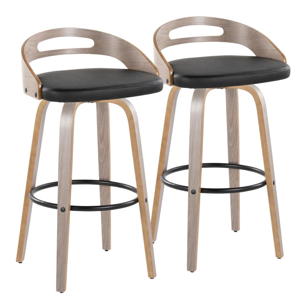 Grey Cassis 30" Fixed-Height Barstool - Set of 2. Picture 1