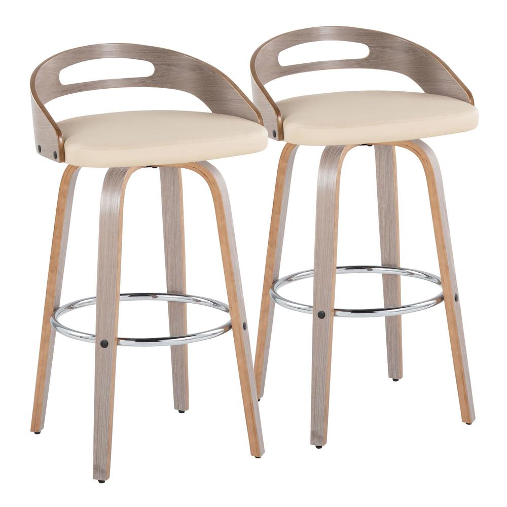 Grey Cassis 30" Fixed-Height Barstool - Set of 2. Picture 1