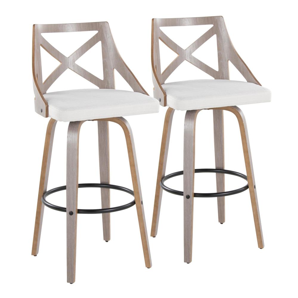 Grey Charlotte 30" Fixed-Height Barstool - Set of 2. Picture 1