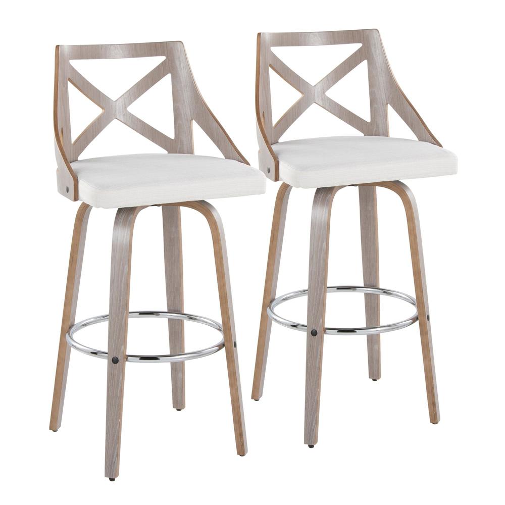 Grey Charlotte 30" Fixed-Height Barstool - Set of 2. Picture 1