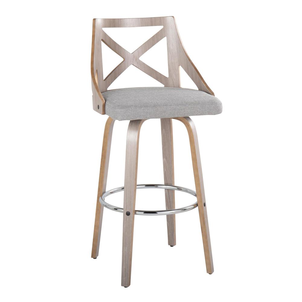 Grey Charlotte 30" Fixed-Height Barstool - Set of 2. Picture 2