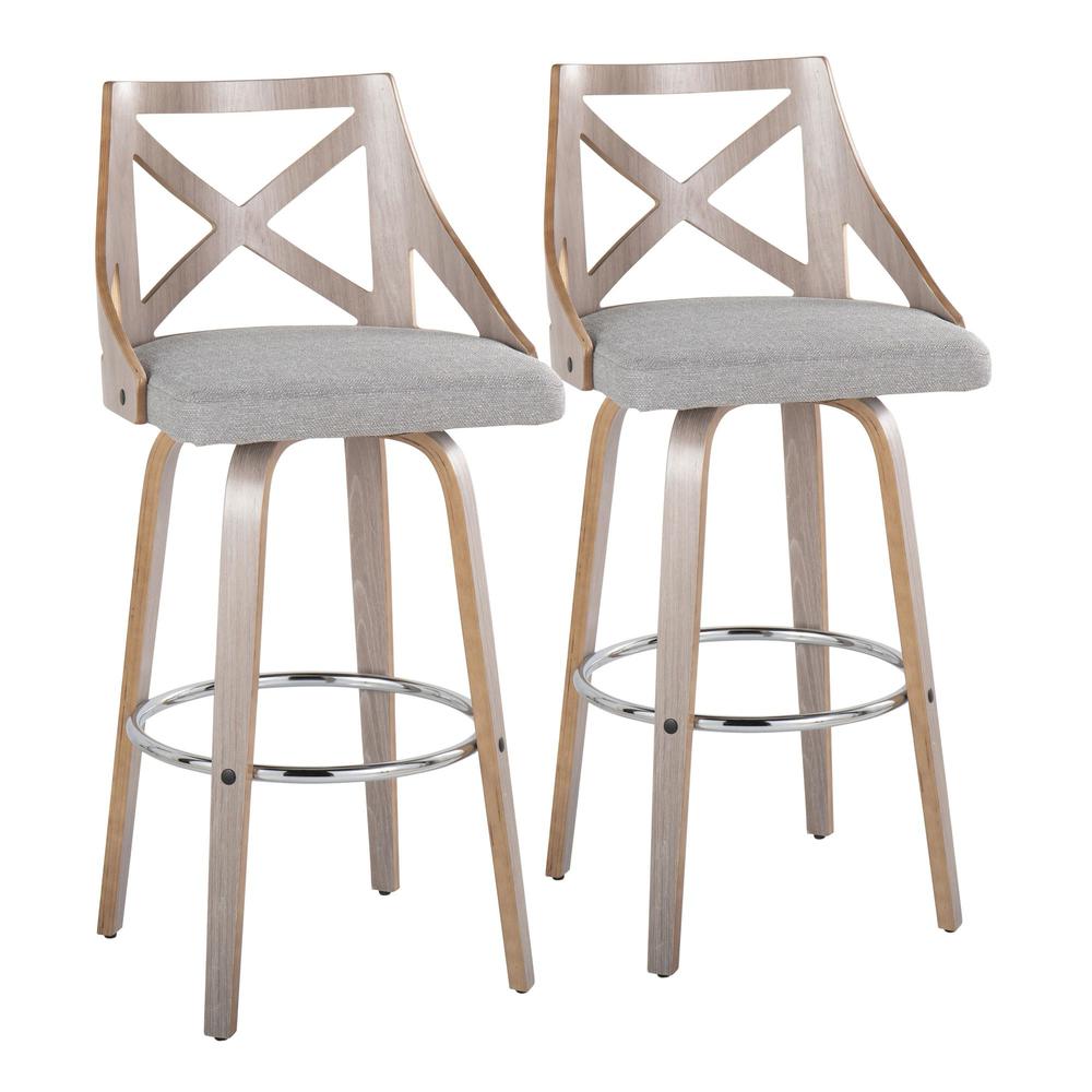 Grey Charlotte 30" Fixed-Height Barstool - Set of 2. Picture 1