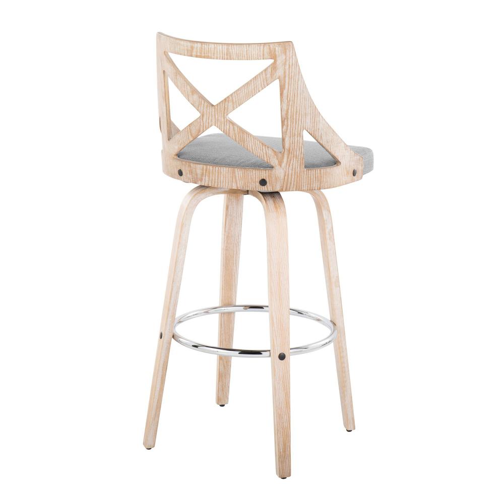 Grey Charlotte 30" Fixed-Height Barstool - Set of 2. Picture 4