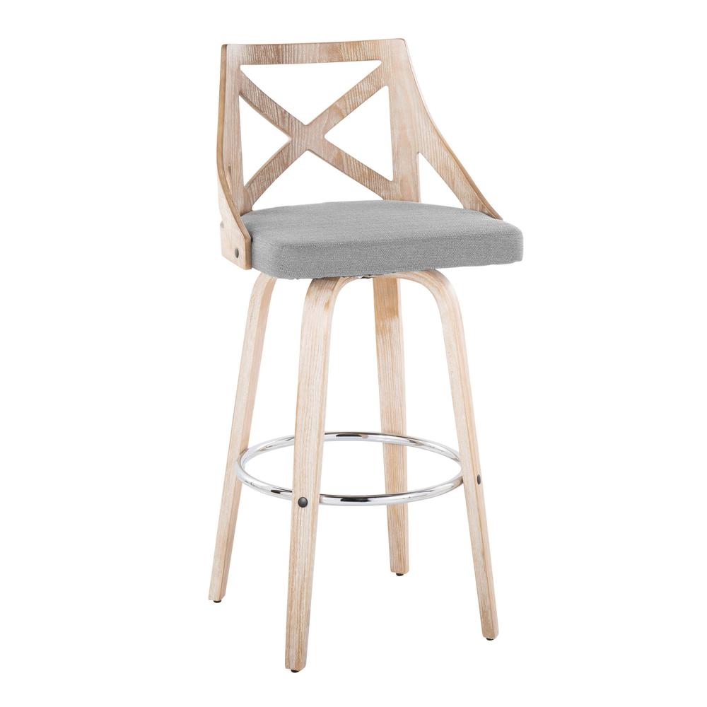 Grey Charlotte 30" Fixed-Height Barstool - Set of 2. Picture 2