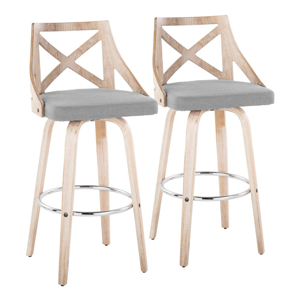 Grey Charlotte 30" Fixed-Height Barstool - Set of 2. Picture 1