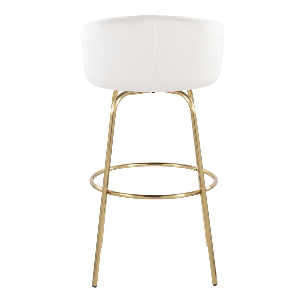 Gold Metal, Cream Velvet Claire 30" Fixed-Height Barstool - Set of 2. Picture 5