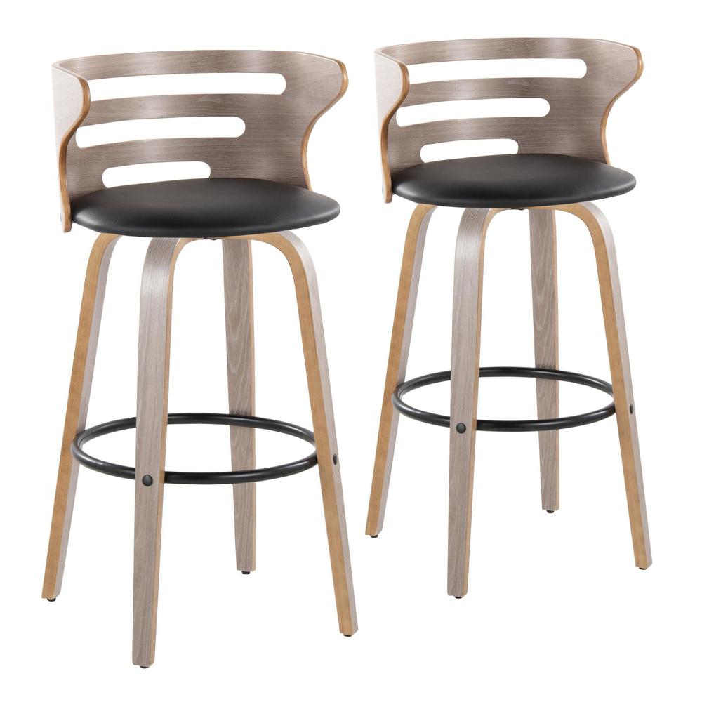 Grey Cosini 30" Fixed-Height Barstool - Set of 2. Picture 1