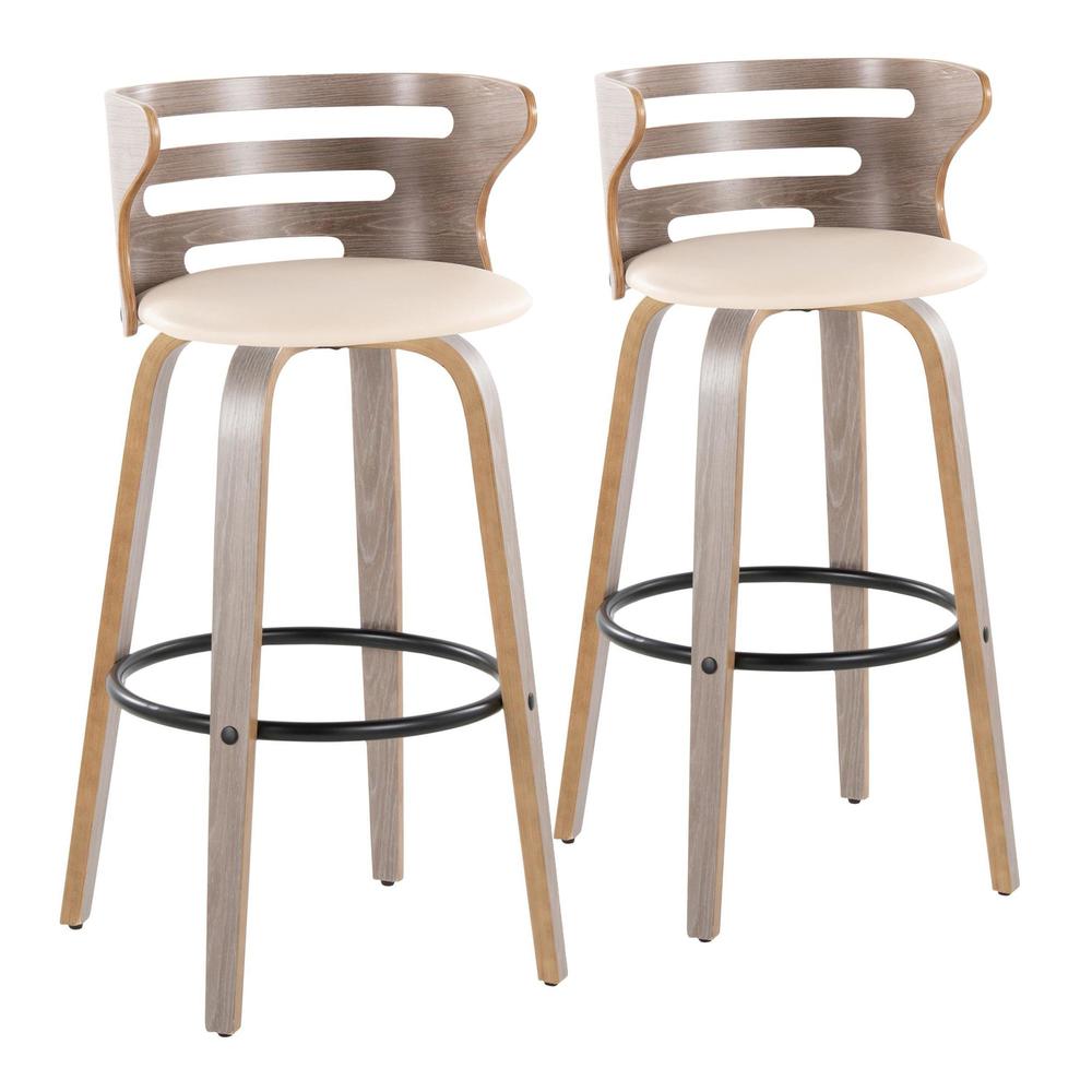 Grey Cosini 30" Fixed-Height Barstool - Set of 2. Picture 1