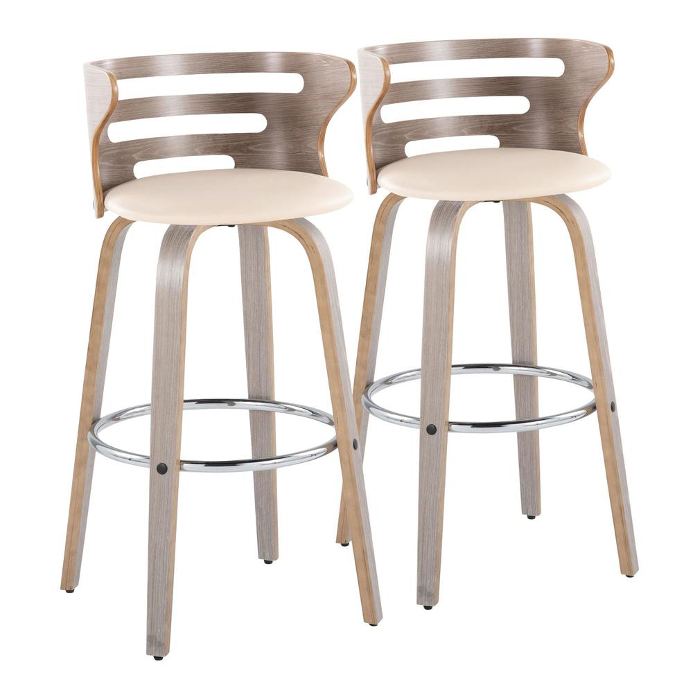 Grey Cosini 30" Fixed-Height Barstool - Set of 2. Picture 1