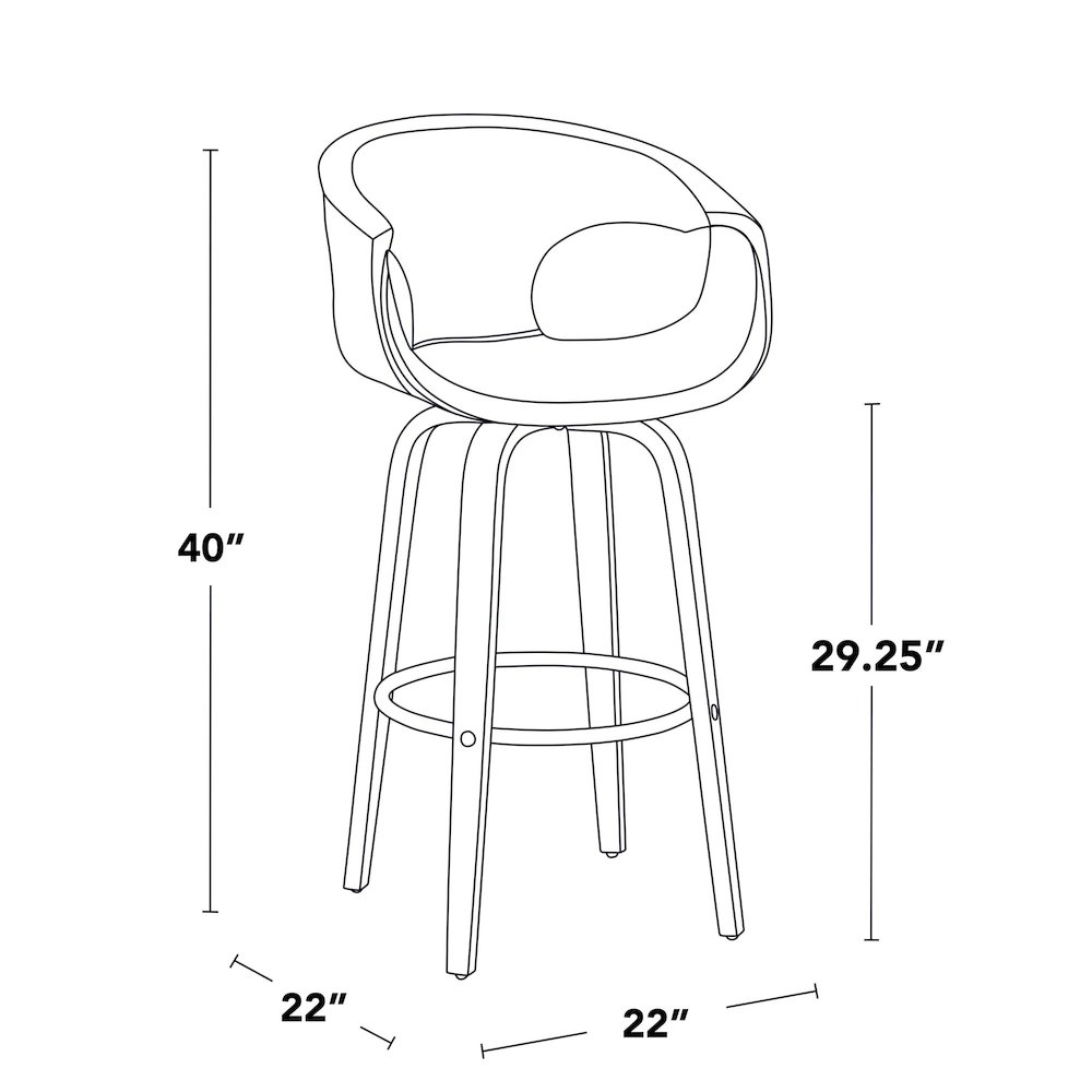 Curva 30" Fixed-Height Barstool - Set of 2. Picture 9