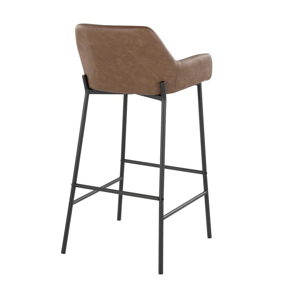 Black Metal, Espresso PU Daniella 30" Fixed-Height Barstool - Set of 2. Picture 4