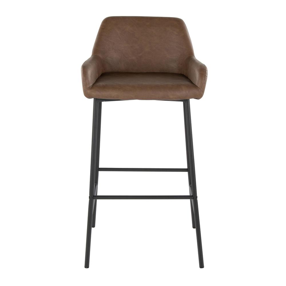 Black Metal, Espresso PU Daniella 30" Fixed-Height Barstool - Set of 2. Picture 6