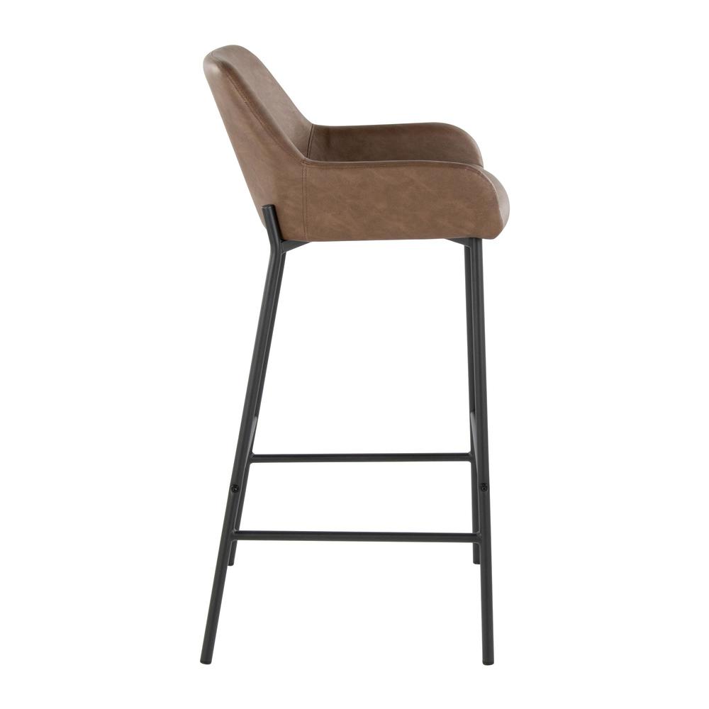 Black Metal, Espresso PU Daniella 30" Fixed-Height Barstool - Set of 2. Picture 3