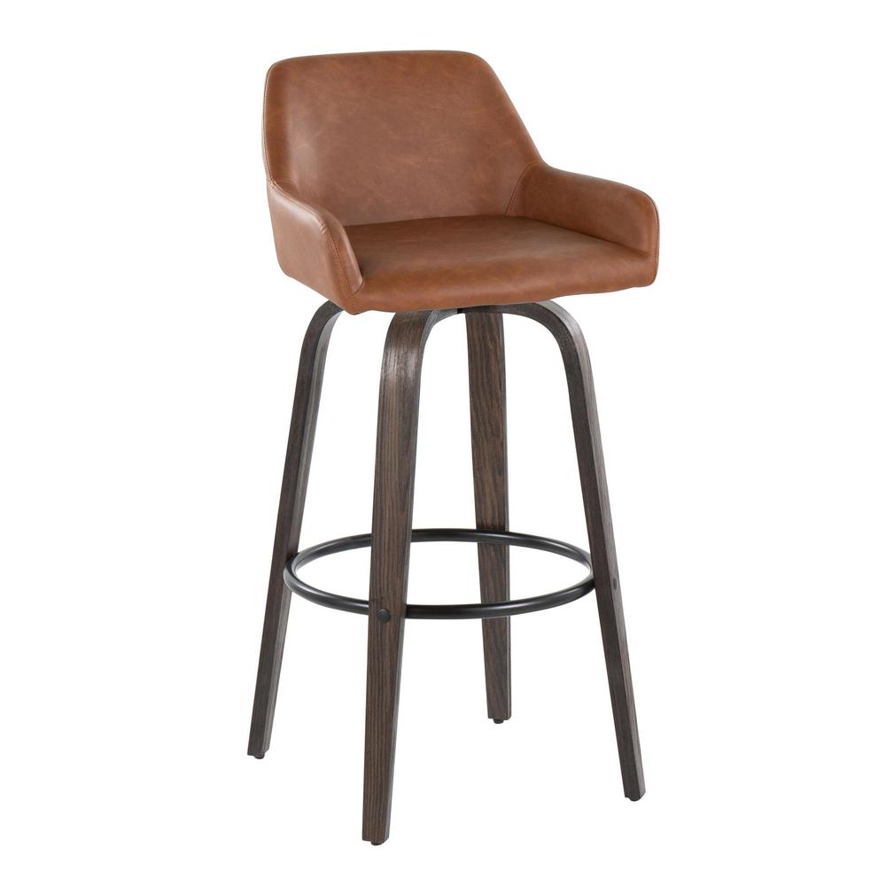 Brown Daniella 30" Fixed-Height Barstool - Set of 2. Picture 2