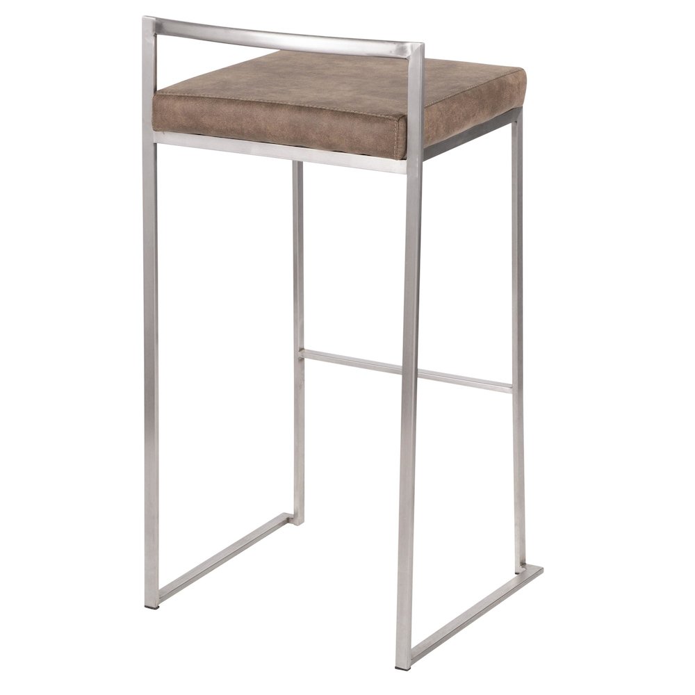 Fuji Stacker 30" Fixed-Height Barstool - Set of 3 in Stainless Steel. Picture 4