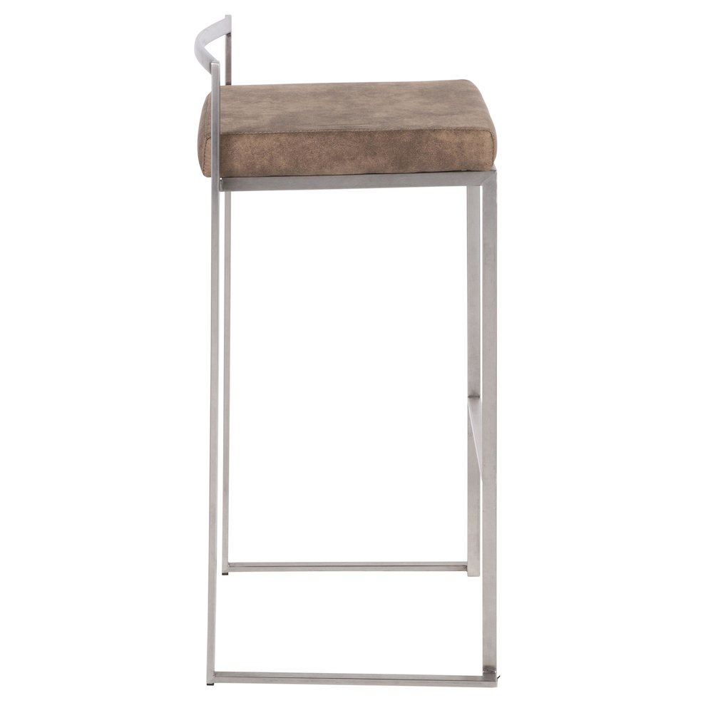 Fuji Stacker 30" Fixed-Height Barstool - Set of 3 in Stainless Steel. Picture 3