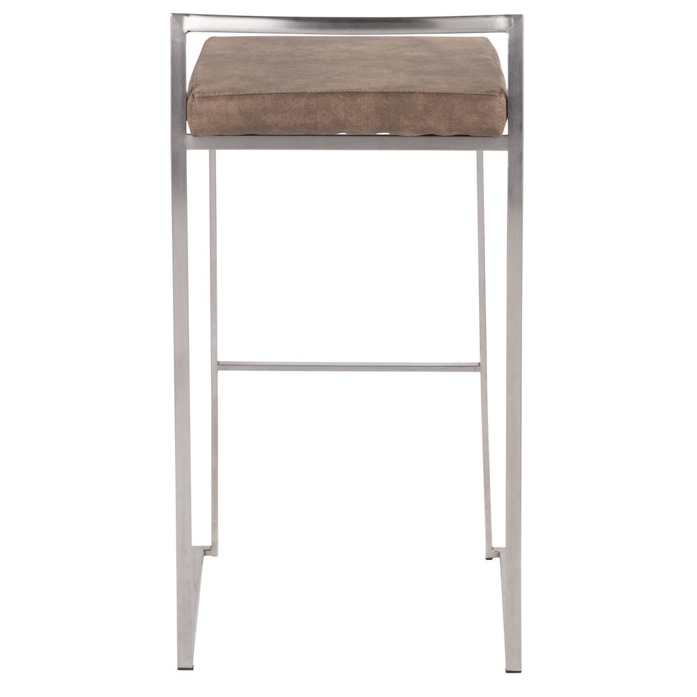 Fuji Stacker 30" Fixed-Height Barstool - Set of 3 in Stainless Steel. Picture 5