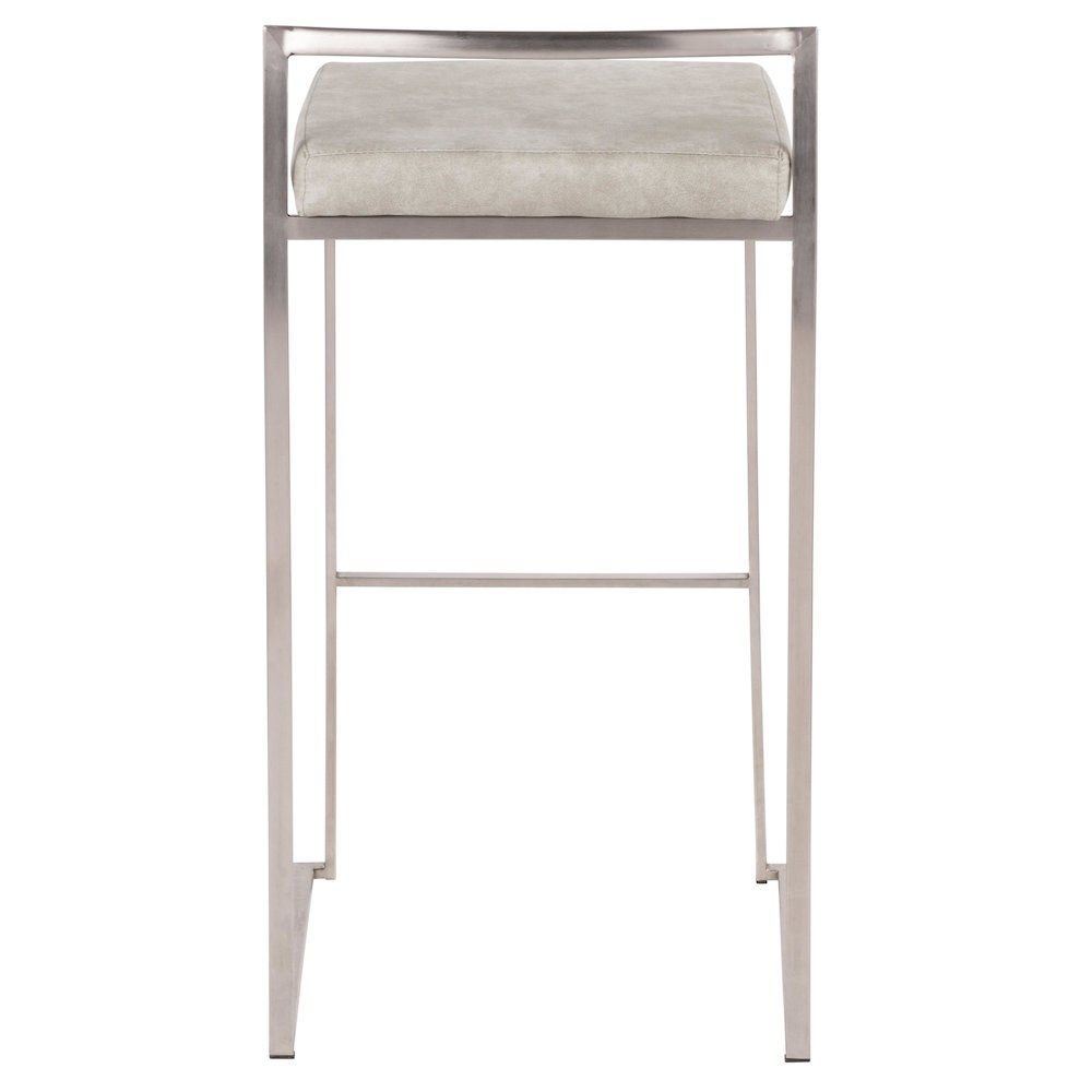 Fuji Stacker 30" Fixed-Height Barstool - Set of 3 in Stainless Steel. Picture 5