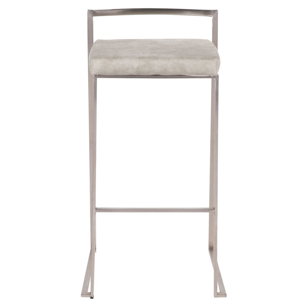 Fuji Stacker 30" Fixed-Height Barstool - Set of 3 in Stainless Steel. Picture 6