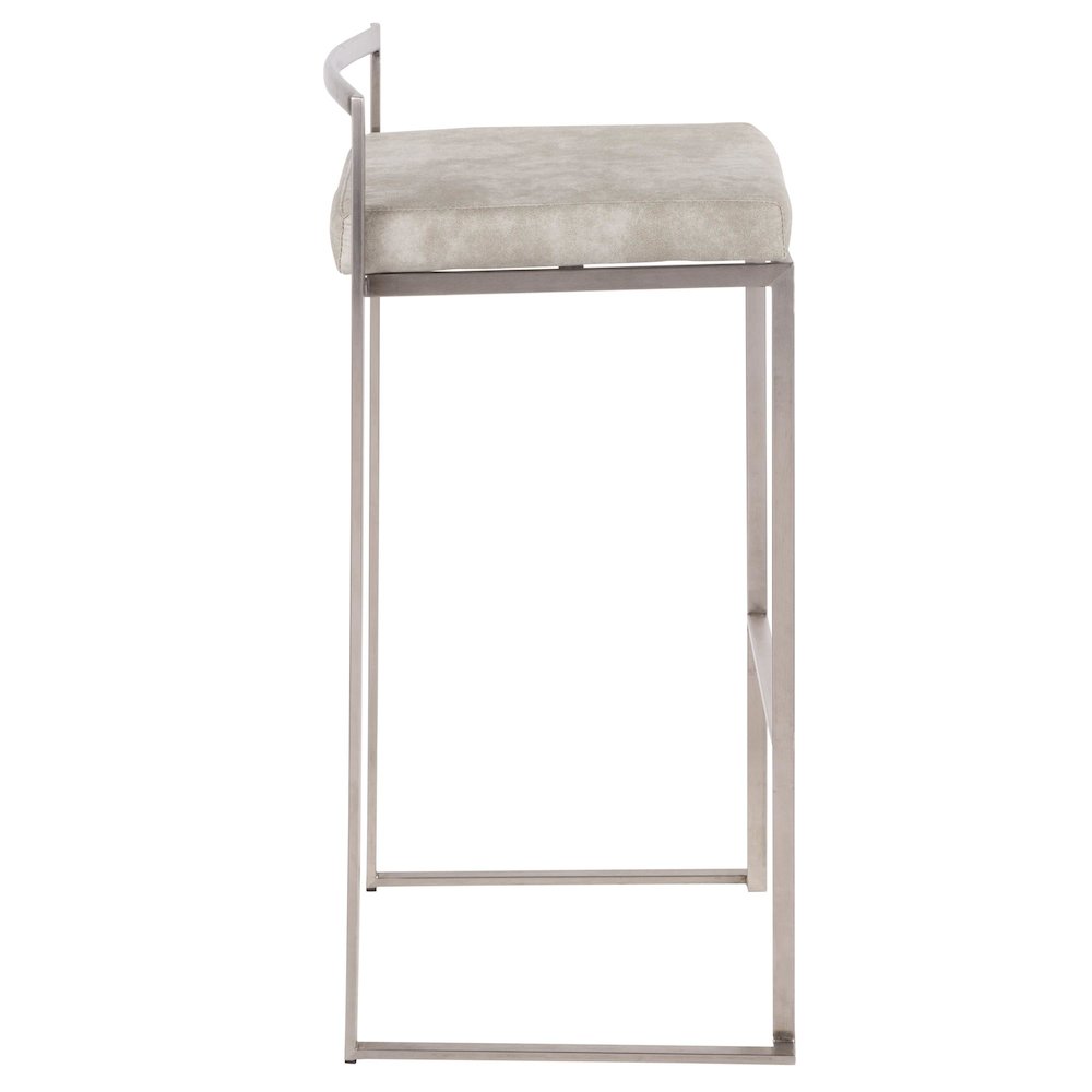Fuji Stacker 30" Fixed-Height Barstool - Set of 3 in Stainless Steel. Picture 3