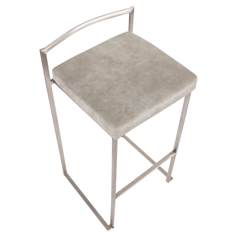 Fuji Stacker 30" Fixed-Height Barstool - Set of 3 in Stainless Steel. Picture 7