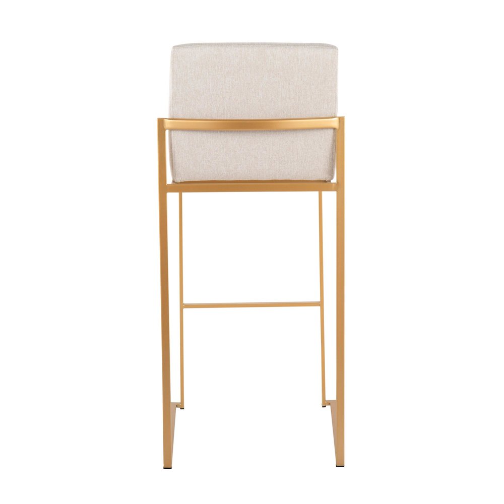 Fuji High Back 30" Fixed-Height Barstool - Set of 3 in Gold Steel. Picture 5