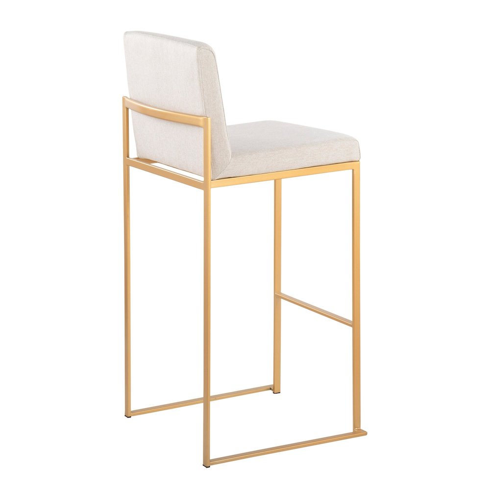 Fuji High Back 30" Fixed-Height Barstool - Set of 3 in Gold Steel. Picture 4