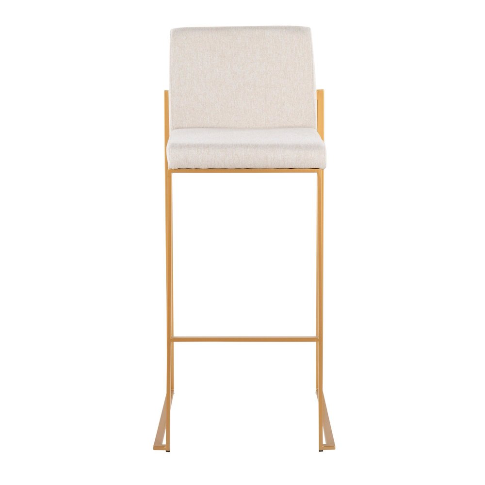 Fuji High Back 30" Fixed-Height Barstool - Set of 3 in Gold Steel. Picture 6