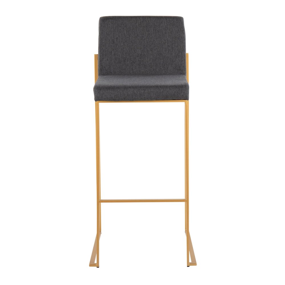 Fuji High Back 30" Fixed-Height Barstool - Set of 3 in Gold Steel. Picture 6