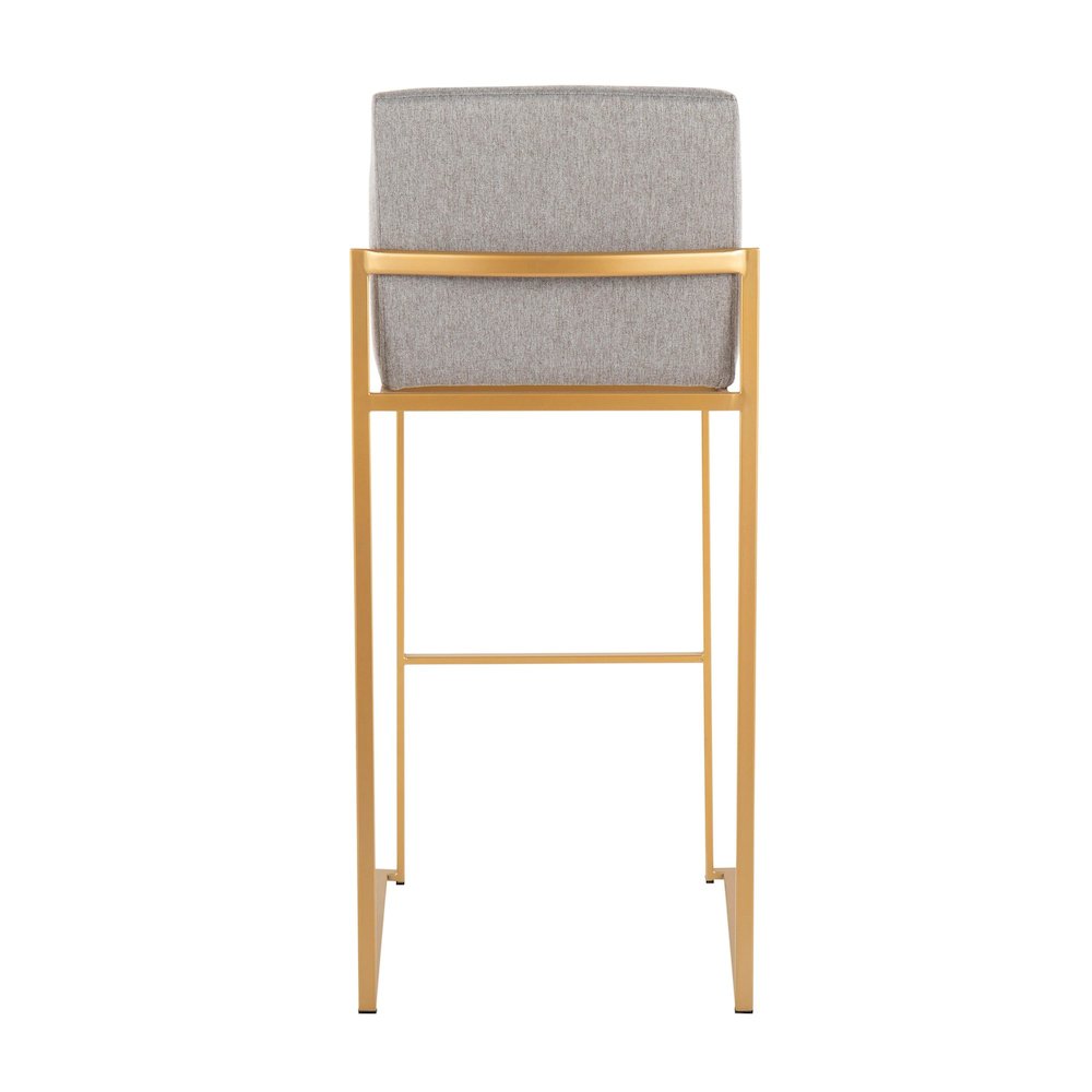 Fuji High Back 30" Fixed-Height Barstool - Set of 3 in Gold Steel. Picture 5