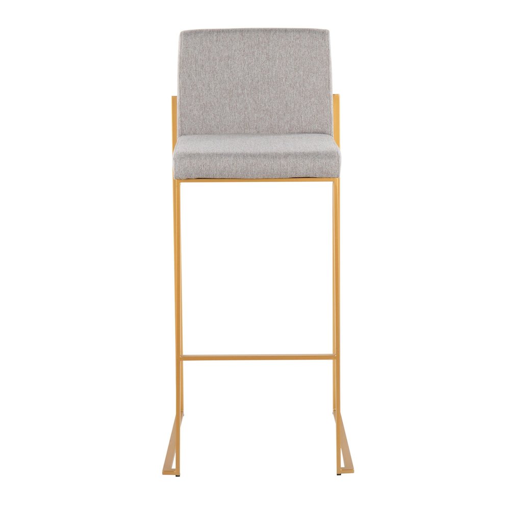 Fuji High Back 30" Fixed-Height Barstool - Set of 3 in Gold Steel. Picture 6