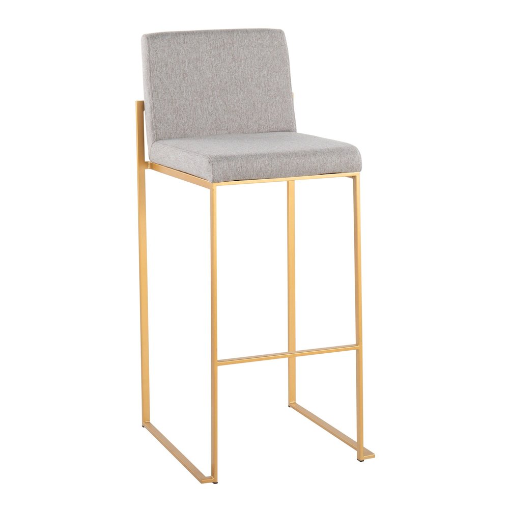 Fuji High Back 30" Fixed-Height Barstool - Set of 3 in Gold Steel. Picture 2