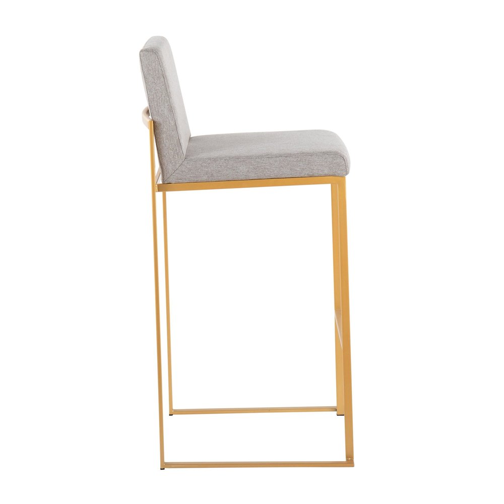 Fuji High Back 30" Fixed-Height Barstool - Set of 3 in Gold Steel. Picture 3