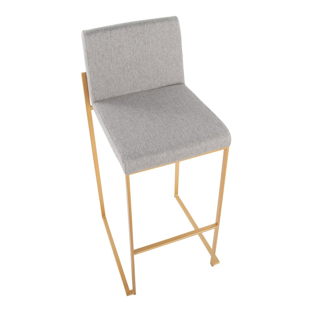 Fuji High Back 30" Fixed-Height Barstool - Set of 3 in Gold Steel. Picture 7