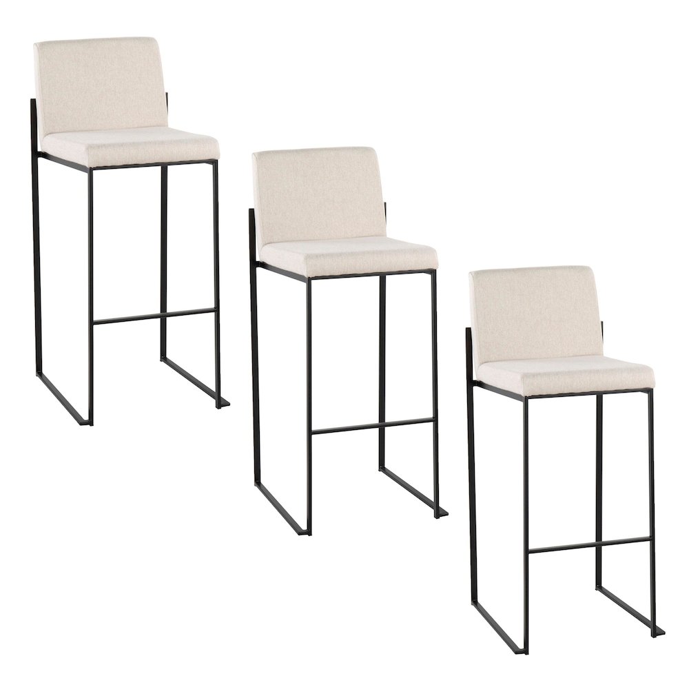 Fuji High Back 30" Fixed-Height Barstool - Set of 3. Picture 1