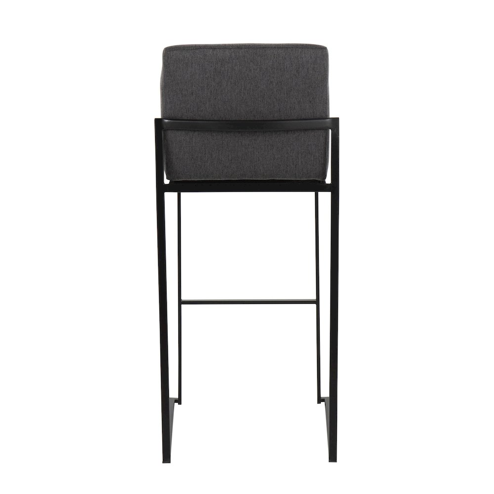 Fuji High Back 30" Fixed-Height Barstool - Set of 3 in Black Steel. Picture 5