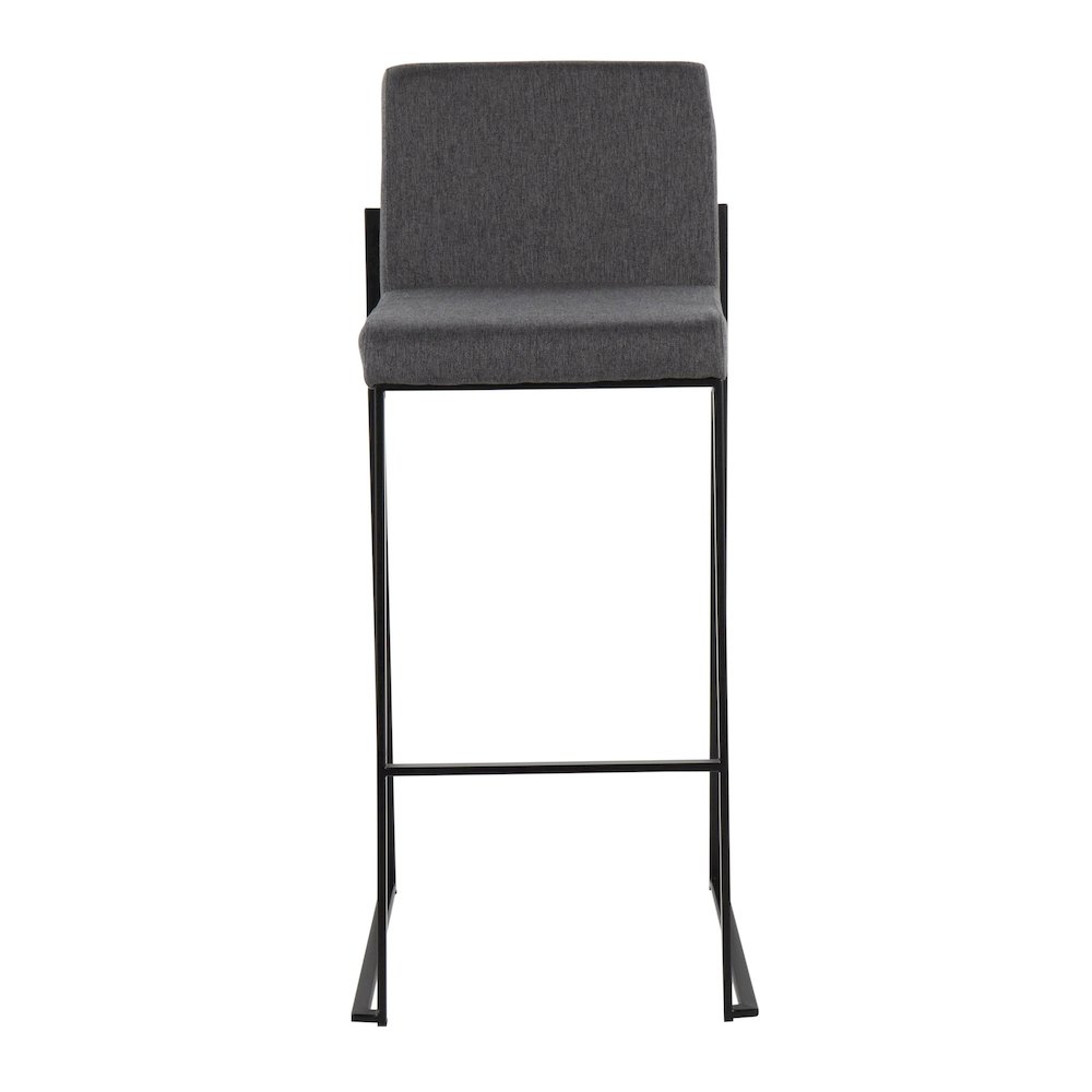 Fuji High Back 30" Fixed-Height Barstool - Set of 3 in Black Steel. Picture 6