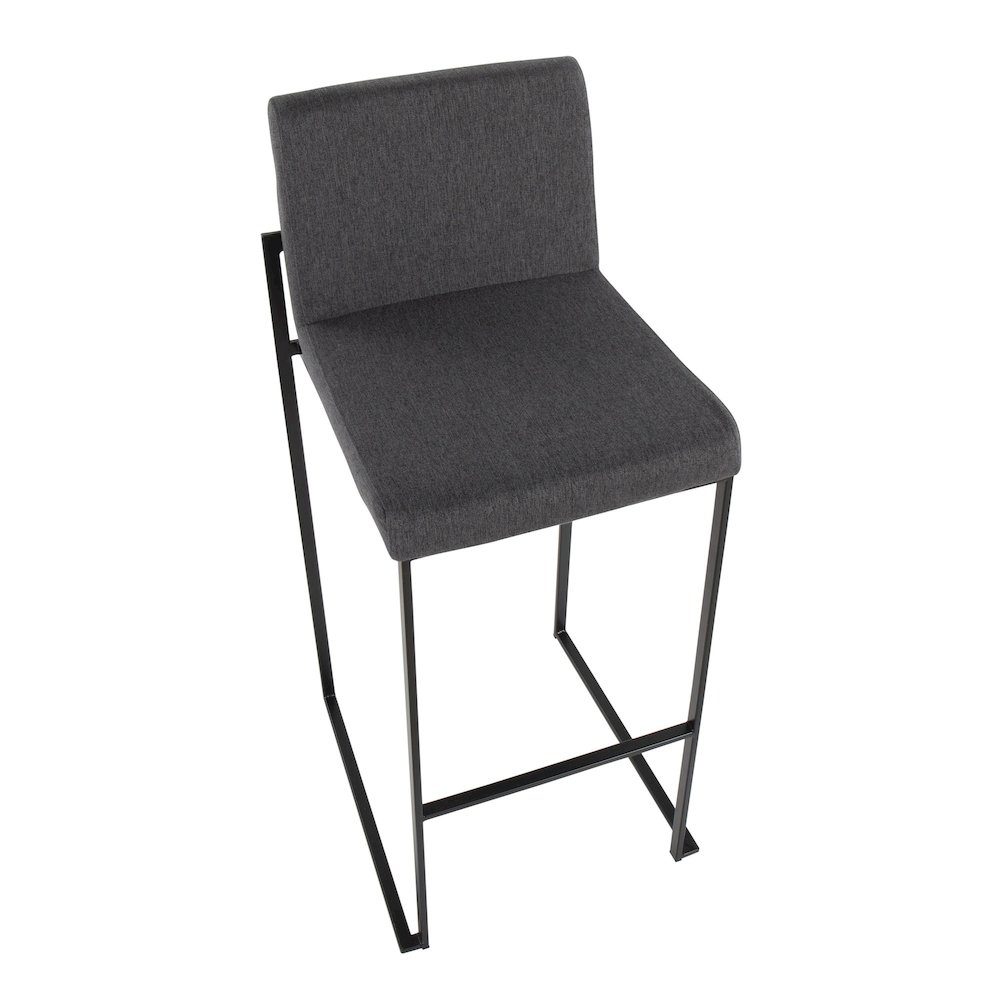 Fuji High Back 30" Fixed-Height Barstool - Set of 3 in Black Steel. Picture 7