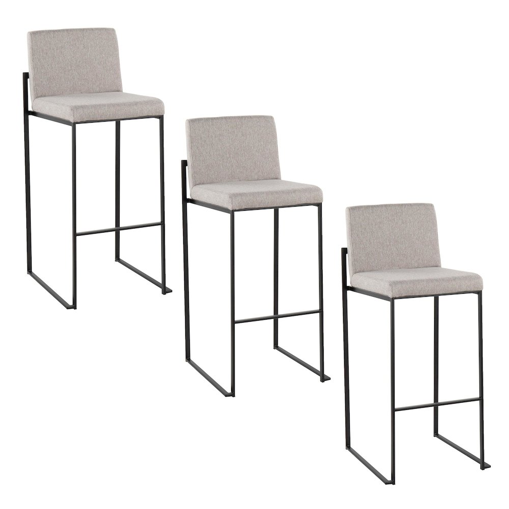 Fuji High Back 30" Fixed-Height Barstool - Set of 3. Picture 1