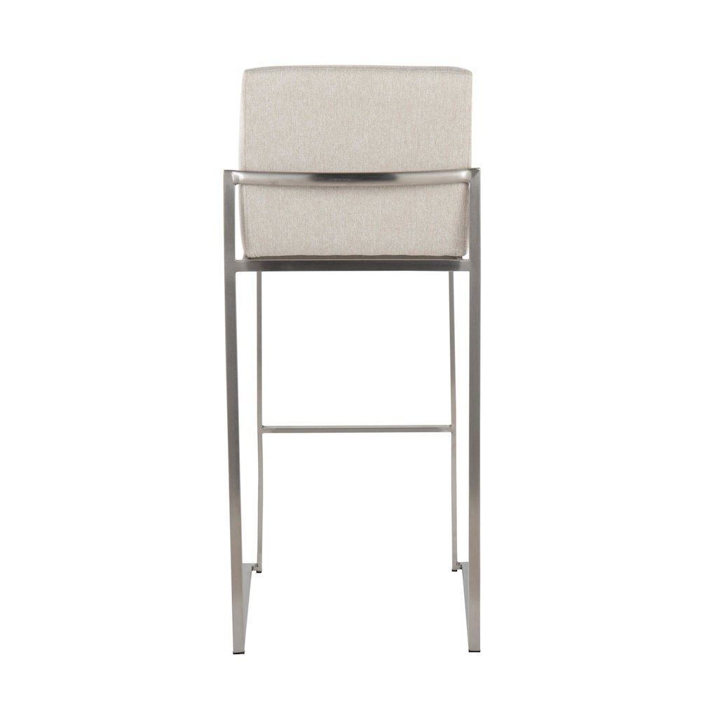 Fuji High Back 30" Fixed-Height Barstool - Set of 3 in Stainless Steel. Picture 5