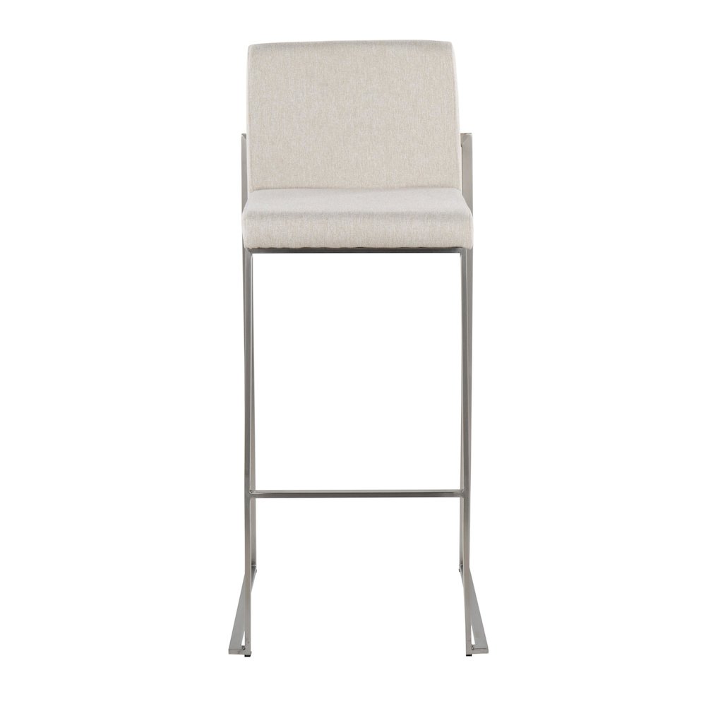 Fuji High Back 30" Fixed-Height Barstool - Set of 3 in Stainless Steel. Picture 6