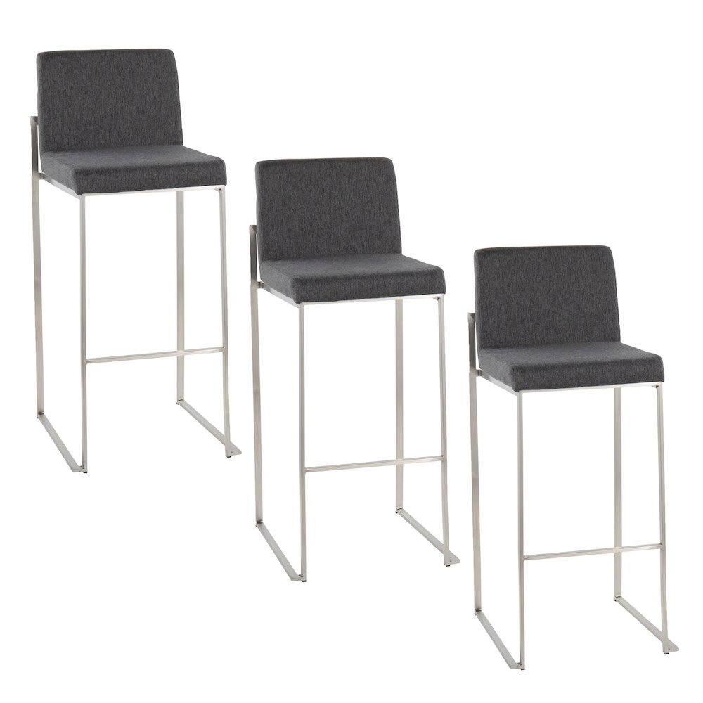 Fuji High Back 30" Fixed-Height Barstool - Set of 3. Picture 1