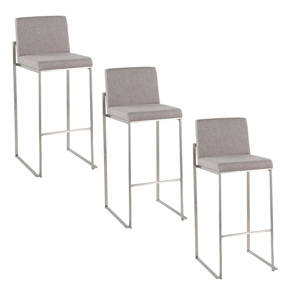 Fuji High Back 30" Fixed-Height Barstool - Set of 3. Picture 1