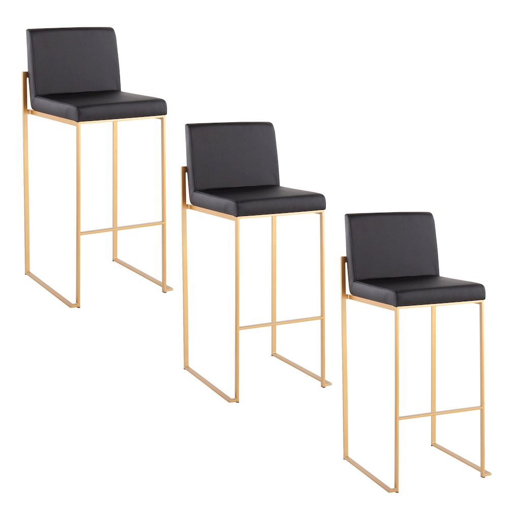 Fuji High Back 30" Fixed-Height Barstool - Set of 3. Picture 1