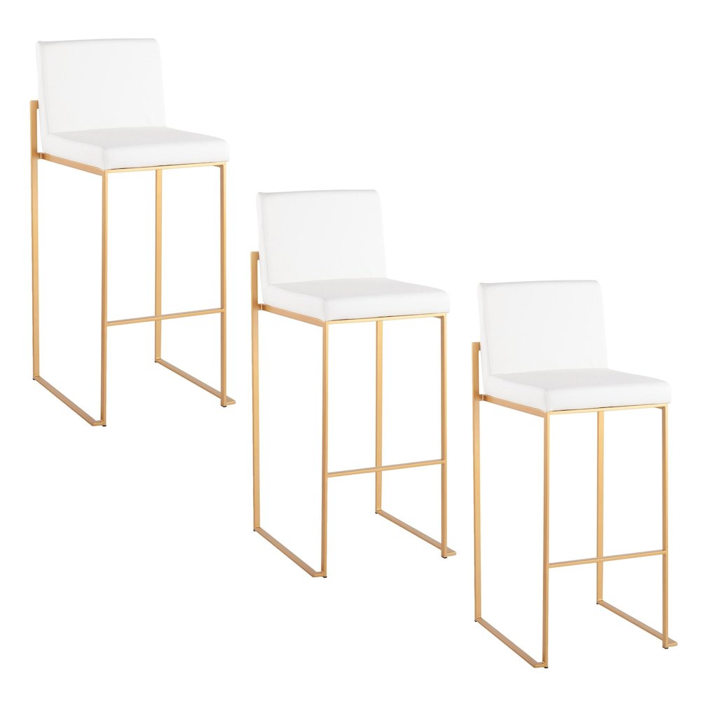 Fuji High Back 30" Fixed-Height Barstool - Set of 3. Picture 1
