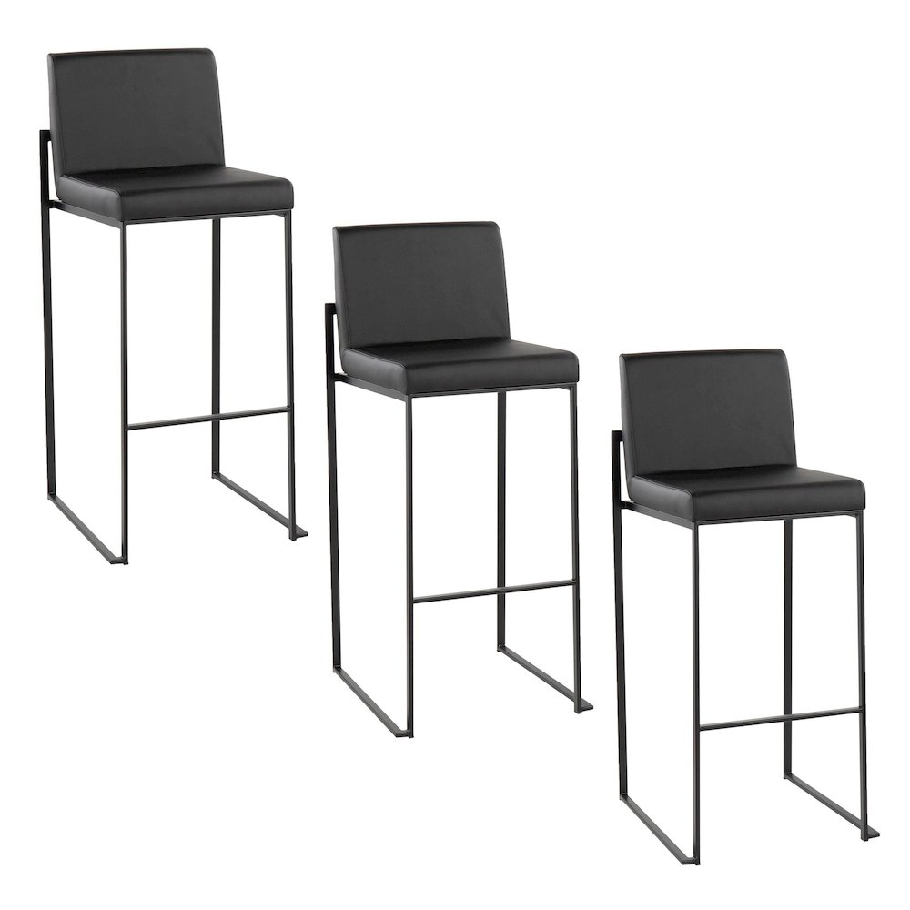 Fuji High Back 30" Fixed-Height Barstool - Set of 3. Picture 1