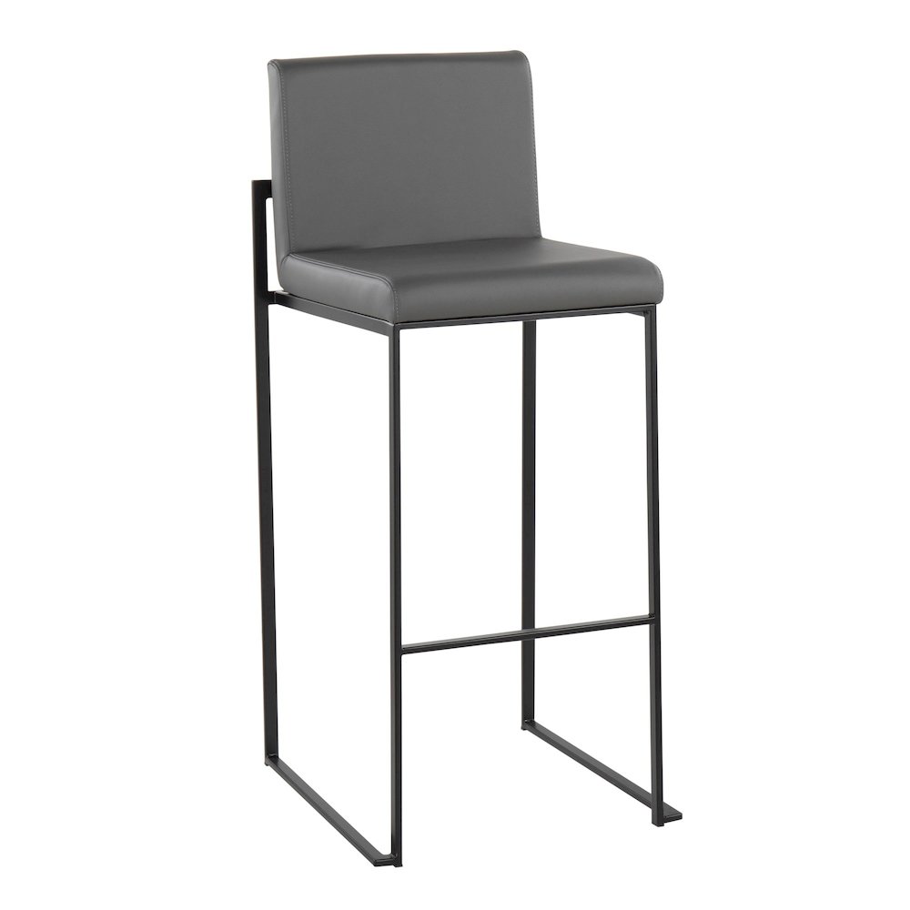 Fuji High Back 30" Fixed-Height Barstool - Set of 3 in Black Steel. Picture 2