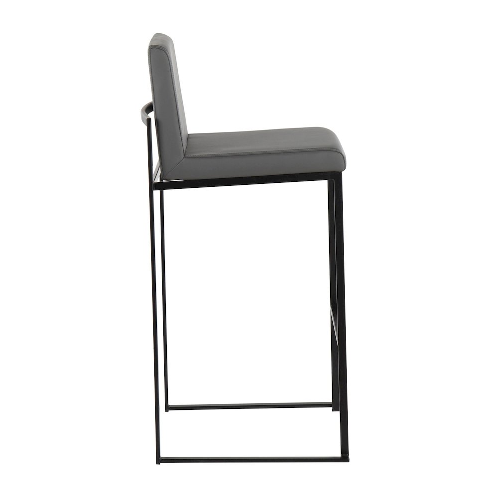 Fuji High Back 30" Fixed-Height Barstool - Set of 3 in Black Steel. Picture 3